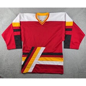 Vintage Calgary Flames NHL Hockey Jersey Mens Medium Red Athletic Knit Blank